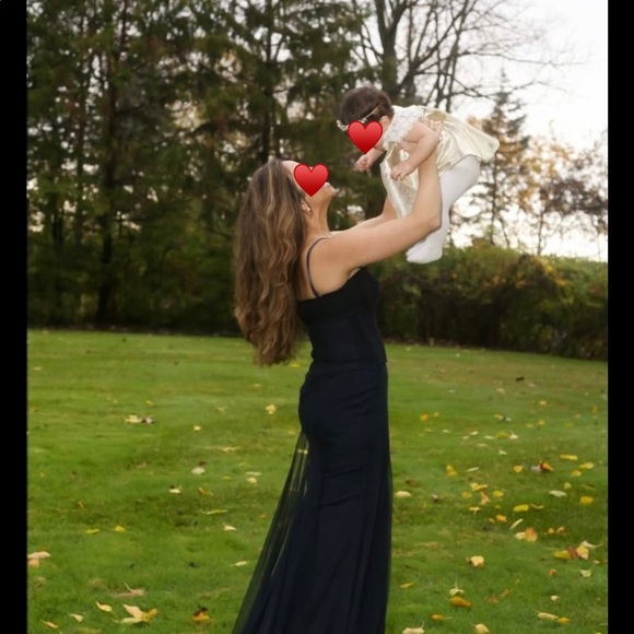 BCBG Corset Top, Tulle Gown, Navy Blue - Picture 4 of 10